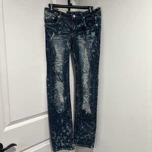 Machine Women's Jeans in Distressed Dark Blue